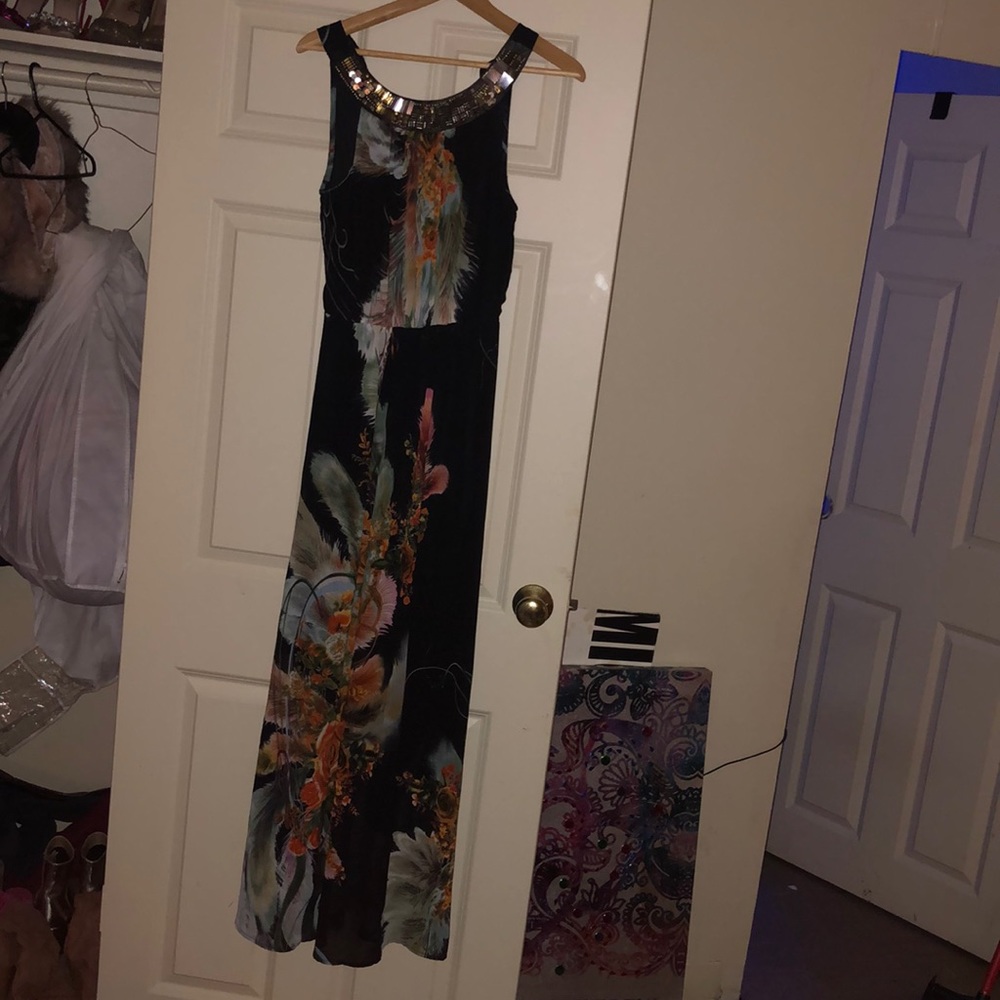 black dress with flowers 🌸 only worn once